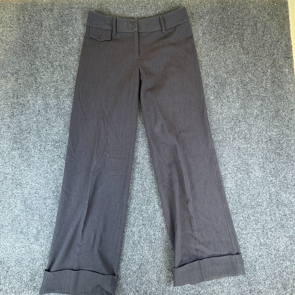 Casual Corner Annex Pants Womens 4 Gray Stretch Cuffed Hem Wide Leg Flat Front